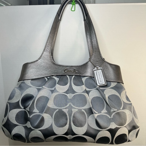 Coach Handbags - Coach Gray and Silver Signature Hobo Shoulder Bag